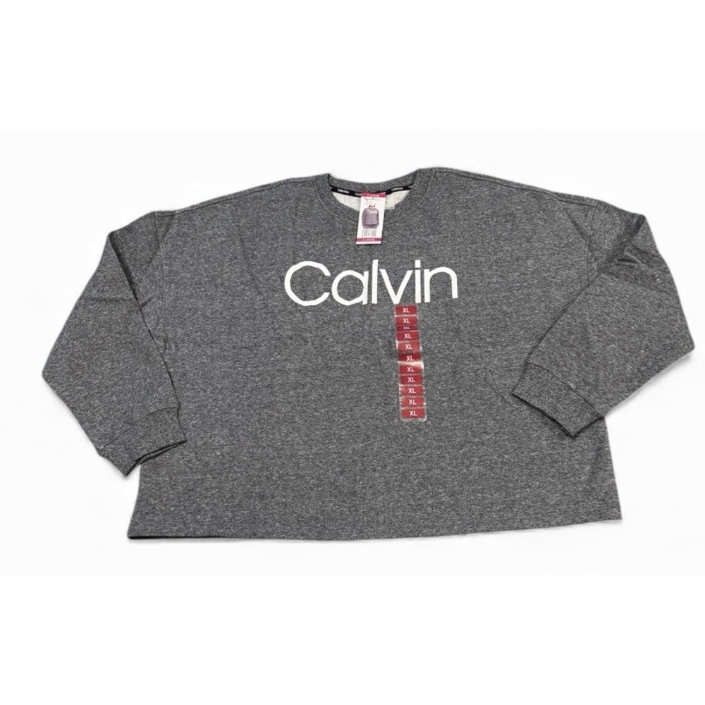Calvin Klein Womens XL Gray Logo Sweatshirt Pullover Long Sleeve